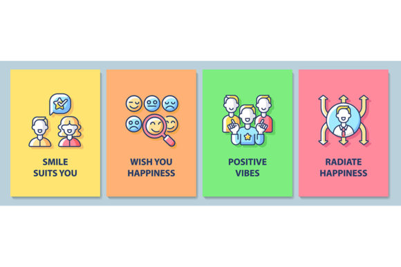A Designer's Take on Happy and Positive Messages Card Set Graphics