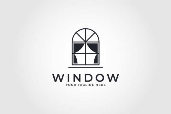 A Line Art Window Logo Graphic for Home and Architecture Brands