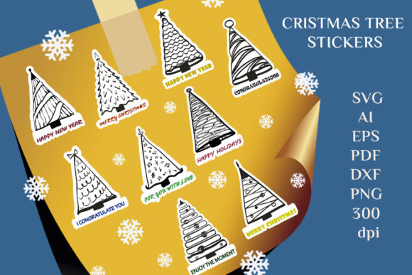 Christmas Trees Stickers: A Versatile Graphics Asset for Branding