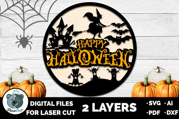 Happy Halloween Sign SVG for Laser Cutting & Autumn Projects