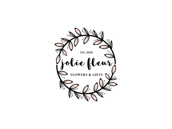 Jolie Fleur Feminine Circle Leaf Logo & Graphics