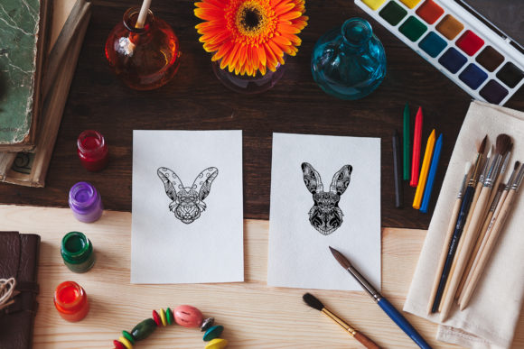 Rabbit Mandala Coloring Pages for Graphics & Print Templates