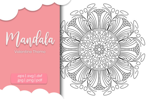 Valentine Mandala Graphic for Elegant Coloring Pages & Crafts